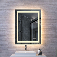 Defogger Rectangle Carré Mur Rétro-Éclairé Capteur Tactile Commutateur Sans Cadre Trempé Led Salle De Bains Miroir De Bain Avec Lumière pour Salle De Bains