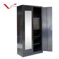 Meubles de bureau en gros pour la chambre à coucher à la mode 2 portes en acier armoire de rangement de vêtements avec miroir