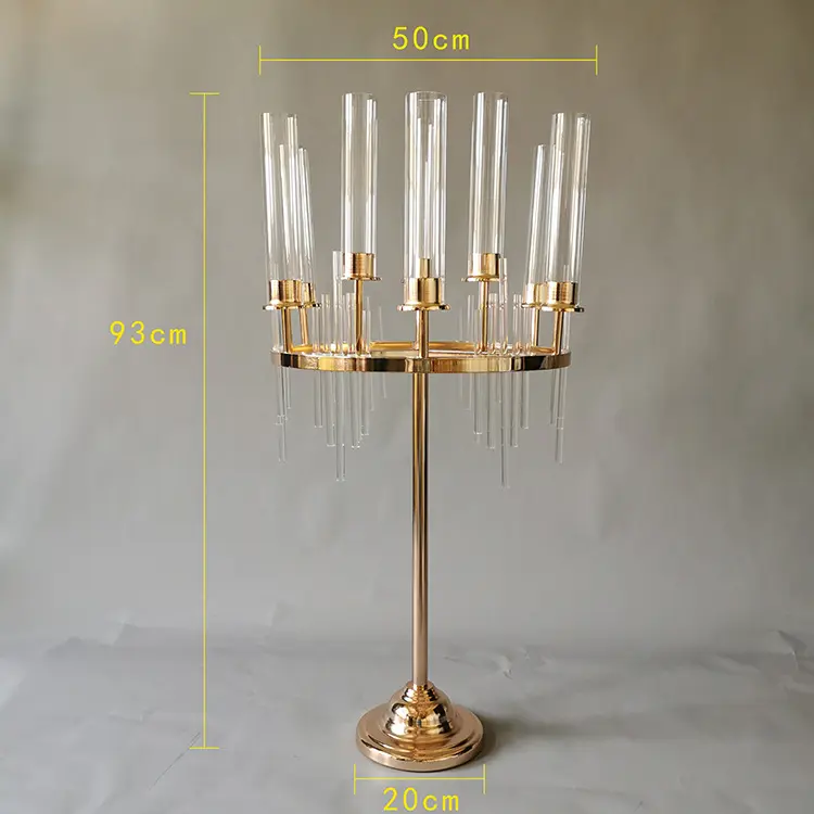 2024 New acrylic crystal glass gold light luxury wedding decoration in the center of the party birthday event road lead