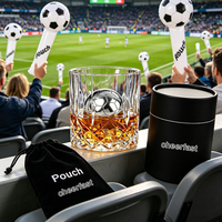 Cadeau pour la fête des pères : ensemble de verres à whisky et de pierres à whisky en forme de ballon de football, ensemble cadeau parfait pour les hommes avec des boules à whisky en acier inoxydable