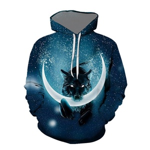 Felpa con Cappuccio a Maniche Lunghe da <span class=keywords><strong>Uomo</strong></span> per Commercio Estero Transfrontaliero, Stile Europeo e Americano, Stampa 3D <span class=keywords><strong>Lupo</strong></span>, Vestibilità Aderente, Autunno Inverno - Product Image 3