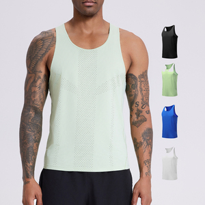 Plus Size Custom logo Racerback Muscle Blue Polyester Compression Quick Dry Running Workout Cut off Men Fit Summer - Product Image 1