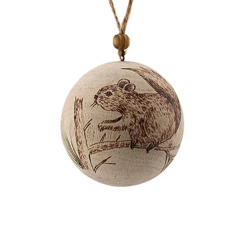 100MM Christmas decorative ball ornament wooden Material squirrel owl deer printing New year 2021 party decoration