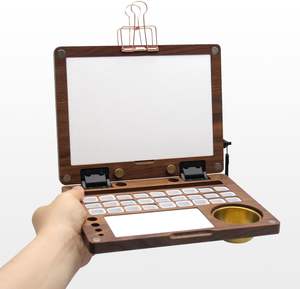 Caja de Madera Portátil de 27 Compartimentos, Nogal Negro, Multifuncional, Tamaño Personalizado, Paleta para Acuarela, Gouache, Acrílico, Óleo, Bandeja para Pintura, Sin Pintura - Product Image 1