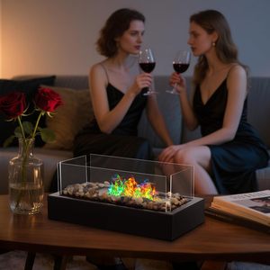 Chimenea de Etanol Rectangular Moderna para Mesa, Juego de Chimenea de Escritorio, Construcción Metálica Independiente para Uso en Interiores/Exteriores, Ecológica - Product Image 5