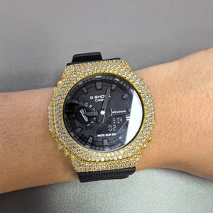 UWIN GA2100 Lunette en Moissanite pour Montre <span class=keywords><strong>Casio</strong></span> <span class=keywords><strong>G</strong></span>-<span class=keywords><strong>Shock</strong></span> Entièrement Sertie de Pierres VVS Couleur D avec Certificat - Product Image 2