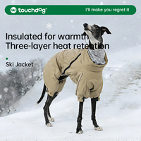 Veste de ski pour chien Touchdog à 3 couches isolées, coupe-vent, imperméable, manteau d'hiver à quatre pattes, réfléchissant, pour Greyhound, Whippet, chaud