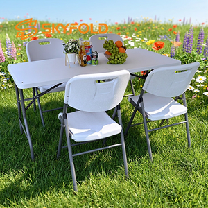 <span class=keywords><strong>Mesa</strong></span> y Sillas Plegables Rectangulares Blancas <span class=keywords><strong>de</strong></span> Plástico Resistente <span class=keywords><strong>de</strong></span> 6 pies para Fiestas en Jardín, Bodas y Eventos al por Mayor - Product Image 1