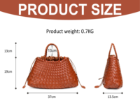 Nova Bolsa Cesta de Vegetais Francesa Artesanal Personalizável e Elegante, Retrô Artística Versátil com Zíper e Cordão