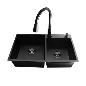 Hiện đại Nano Vàng Đen Thép handmade Bát duy nhất Bồn Rửa Nhà Bếp lưu vực trên truy cập hai lỗ Rau lưu vực bán buôn nhà máy - Product Image 5