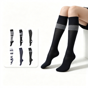 Meilleures chaussettes <span class=keywords><strong>de</strong></span> compression sportives pour la circulation 20-30 mmHg, pour femmes et hommes, décontractées, hautes jusqu'au genou, pour le <span class=keywords><strong>travail</strong></span>, les voyages, les femmes enceintes et les infirmières - Product Image 1