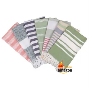 Custom Design Turkish Cotton Beach Towel Organic Cotton Comfortable Colourful Terry Woven Cotton Polyester Beach Towel