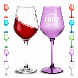Cadeaux personnalisés avec logo, mariage, verres à vin colorés en plastique Tritan de 15 oz, verres à vin à long pied - Product Image 1