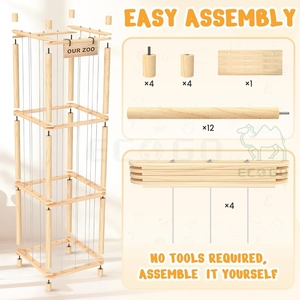 Organizador de Juguetes de Peluche de Madera de 3 Niveles para Niños, Exhibidores de Animales de Peluche, Estantes de Almacenamiento - Product Image 2