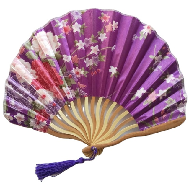 Personalized Pattern Chinese Japanese Vintage Flower Wedding Hand Fan Silk Printed Bamboo Folding  Handheld Fans for Gifts