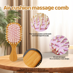 Peine de Masaje de Bambú Natural <span class=keywords><strong>Cepillo</strong></span> de <span class=keywords><strong>Madera</strong></span> para el Pelo Peine para Definir Rizos y Alisar Masajeador de Cuero Cabelludo de <span class=keywords><strong>Madera</strong></span> Mini Peine de Bolsillo - Product Image 4
