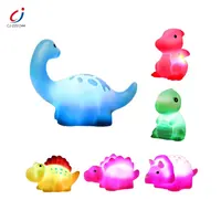새로운 아기 욕조 부동 동물 실리콘 만화 공룡 세트 Led 깜박이 목욕 장난감