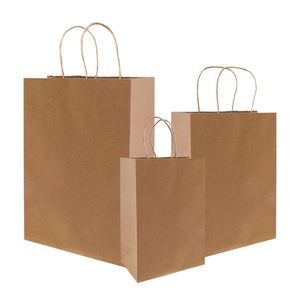 Sacs de courses en papier kraft recyclables écologiques classiques en gros pour supermarchés avec logo personnalisé pour la promotion - Product Image 2
