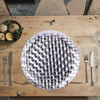 Assiette de service en verre tissé argenté électrolytique, technique de cuisson au four, motif incrusté d'or, cadeau d'affaires écologique