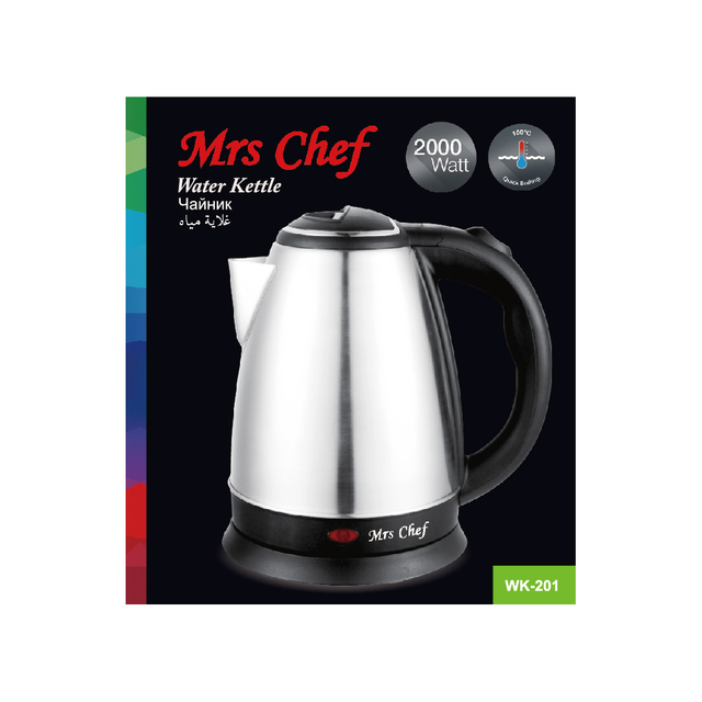 Mrs Chef Hot Sale Kitchen Appliances Fast Boiling 2L Household Stainless Steel Smart Electric Kettle
