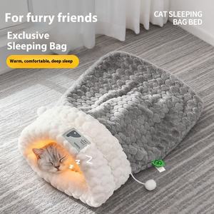 Invierno otoño cálido gato cama cerrada segura gato saco de dormir grueso conejo felpa gato cama mascota dormir Pad - Product Image 3