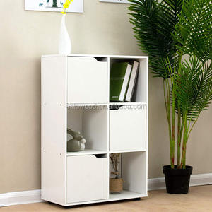 Scaffale per libri a 6 cubi in libreria moderna in legno naturale con ante - Product Image 6