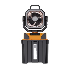 Ventilateur de refroidissement extérieur à piles rechargeables avec pulvérisation d'eau et lumière LED, ventilateur portable pour camping, terrasses et voyages - Product Image 1
