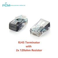 Résistance de terminaison RJ45 double 120 ohms avec deux connecteurs de terminaison 8P8C 120 ohms pour système CAN Bus Modbus DMX CPI