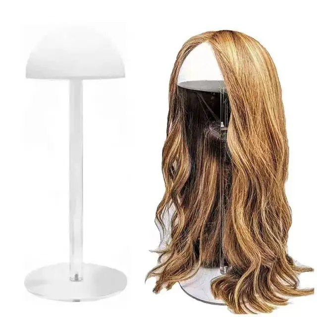 Custom White Acrylic Wig Display Stand hair Accessories Portable Hat Stand Hairdresser Stand Support Display Wig Styling