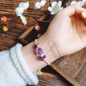 Primavera principios de corona Floral estilo nueva pulsera de cristal Natural cuerda de mano superventas pulsera de bolsa de red tejida a mano pura - Product Image 2