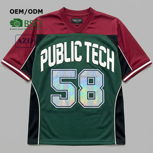 Customized High Quality Boxy Soccer Football Jersey Tee Mesh <b>100</b>% <b>Polyester</b> Summer Hip Hop Short Full Over Printed Men's T-<b>shirt</b> - Product Image 1