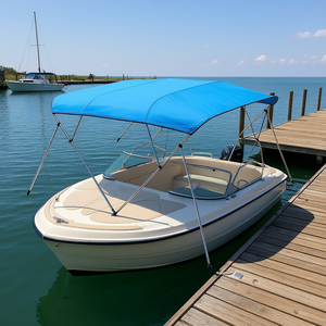 Toldo Bimini Azul Pacífico de 4 arcos, 96"Lx85-90"W X 54"H, cubierta para barcos de 14-18 pies - Product Image 2