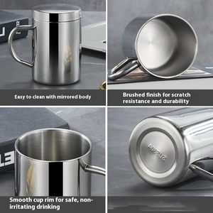 <span class=keywords><strong>Taza</strong></span> de acero inoxidable 304 al por mayor de fábrica <span class=keywords><strong>con</strong></span> tapa, mango resistente al calor, fácil de limpiar, adecuada para café, té y uso en la oficina - Product Image 3