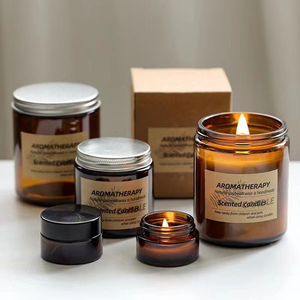 Vente en gros d'usine, pots à bougies créatifs modernes et élégants, pots à bougies en verre personnalisés avec couvercles en bois de bambou et en fer - Product Image 5