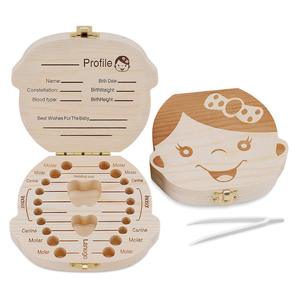 Caja de madera para guardar dientes de leche para niños y niñas con almacenamiento para cordón umbilical, recuerdos de bebé - Product Image 5