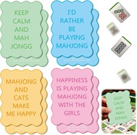 4 Ensembles de Cartes de Mahjong en Plastique Durable, Cartes de Mélangeur de Mahjong, Cartes de Guidage de la Ligne de Placement et Lecteur d'Aide aux Règles