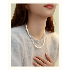 Collar de Perlas Naturales de Agua Dulce para Mujer WENCHI, Cadena para Suéter con Cierre de 8 Caracteres, 450g - Product Image 3