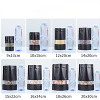 Nouveauté : Sachets en plastique refermables avec fenêtre transparente, noir brillant, 10,5 x 19 cm