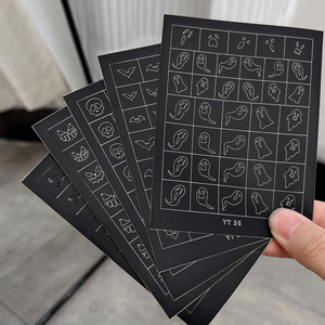 Yitu Halloween Loạt 3D 2D Pháp <span class=keywords><strong>Laser</strong></span> Phong Cách Tối Giấy Phụ Kiện 2D 3D Móng Tay Nghệ Thuật Dán Hollow Bat Skull Yt34 Đề can - Product Image 2
