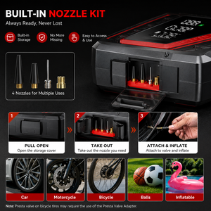Arrancador de Coches Portátil Triangular Único de 12V con Inflador de Neumáticos, Bomba de Aire, Potenciador de Batería y Luz LED de Advertencia de Emergencia SOS - Product Image 3