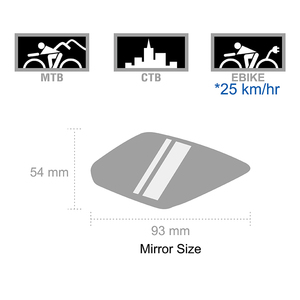 Espejo Retrovisor para Bicicleta SUNNYWHEEL Vision Edge Pro BM-111A (Izquierda/Derecha) 93 mm x 54 mm, ABS/Vidrio, Gran Angular, Diseño Ajustable para Modelos de Bicicletas Eléctricas y de Carretera - Product Image 4