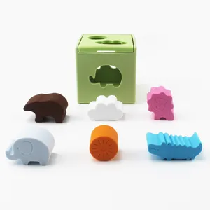 Neues Design Silikon Baby Spielzeug Puzzle Kind andere Lernspiel zeug Form passende Blöcke Spielzeug kiste