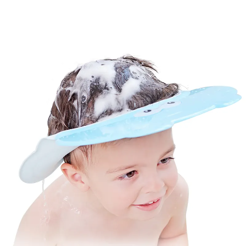 Bebek duş boneleri su geçirmez banyo şampuan şapka Visor kulakları korumak saç yıkama şapka yürümeye başlayan çocuklar için