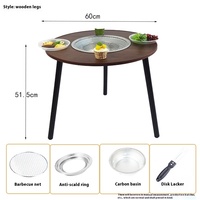 Table de barbecue au charbon de bois en acier sans fumée, personnalisable, pour 2 à 4 personnes, 30x30cm, portable, avec rangement, pour fondue, chauffage, préparation de thé, camping et maison