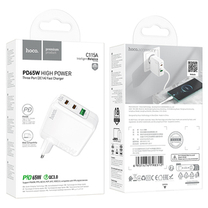 HOCO 65W GaN <span class=keywords><strong>Chargeur</strong></span> mural de voyage rapide pour iPhone 15 14 13 Pro Max PD Dual <span class=keywords><strong>USBC</strong></span> QC3.0 PPS Adaptateur pour <span class=keywords><strong>Samsung</strong></span> S24 S23 - Product Image 4