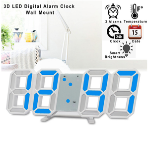 Sáng 3D stereo kỹ thuật số dẫn đồng hồ treo tường điều chỉnh độ sáng máy tính để bàn điện tử đồng hồ báo thức - Product Image 2