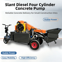 Pompe à béton mobile portable à quatre cylindres diesel inclinée à économie d'énergie pour chantier de construction