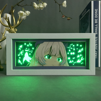 Genshin Impact Kokomi Boîte à lumière MDF Cadre en bois découpé au laser Boîte à ombre Veilleuse à led pour la décoration de la chambre à coucher Veilleuse à led