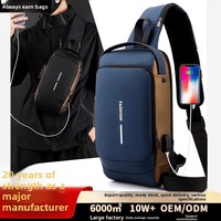Sac de poitrine en nylon pour homme, tendance, grande capacité, étanche, résistant à l'abrasion, avec cadenas antivol, pour le commerce transfrontalier