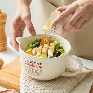 ชามเซรามิกผสมอาหารคุณภาพสูงสำหรับใช้ในครัวเรือน พร้อมหูจับและปากชามแหลมสำหรับผสมแป้งอบ - Product Image 6